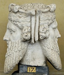 A bust of Janus, the two-faced god of thresholds.