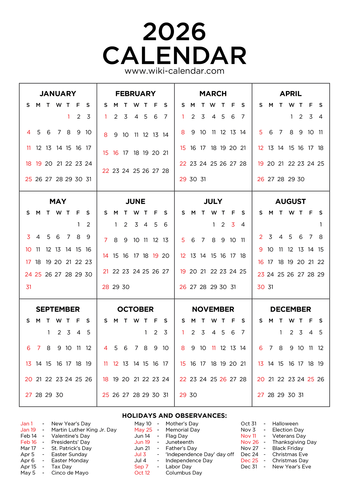 The 2026 Calendar; looking ahead a year.